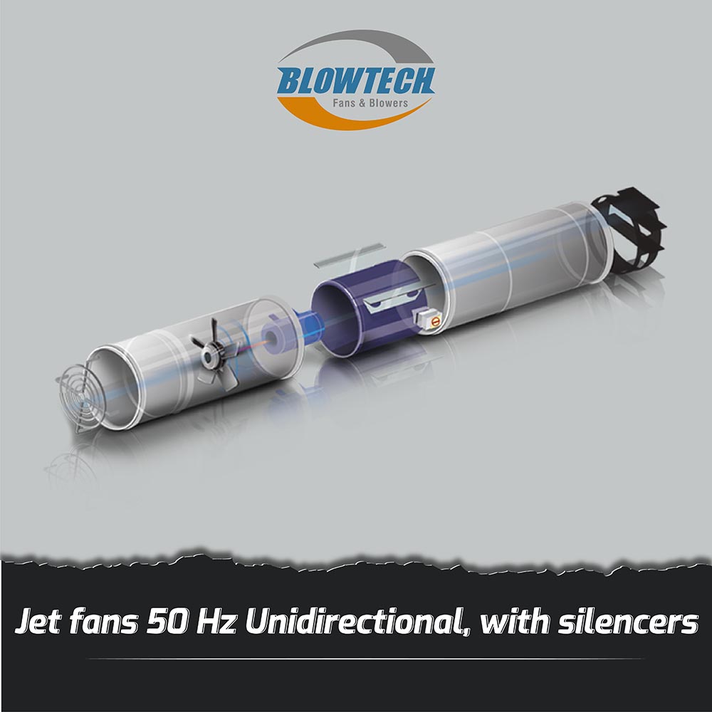 Jet fans 50 Hz Unidirectional, with silencers